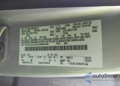 2014 Ford Escape Titanium from USA, damaged, VIN 1FMCU0JXXEUB84758